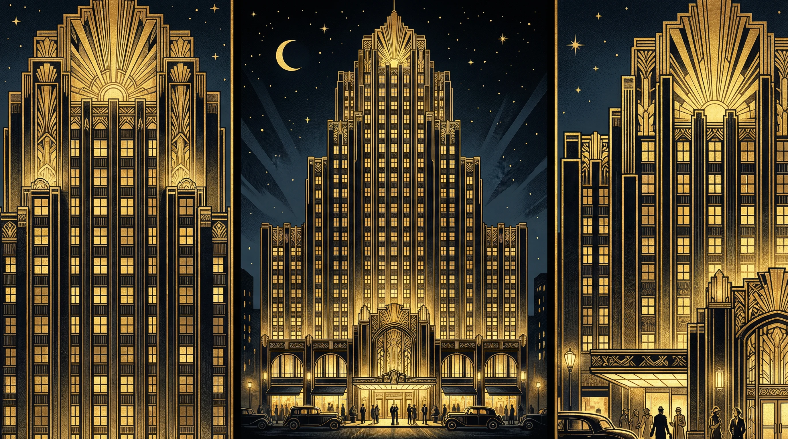 Art Deco风格建筑 - 体现 慕星棋牌 网站的奢华美学