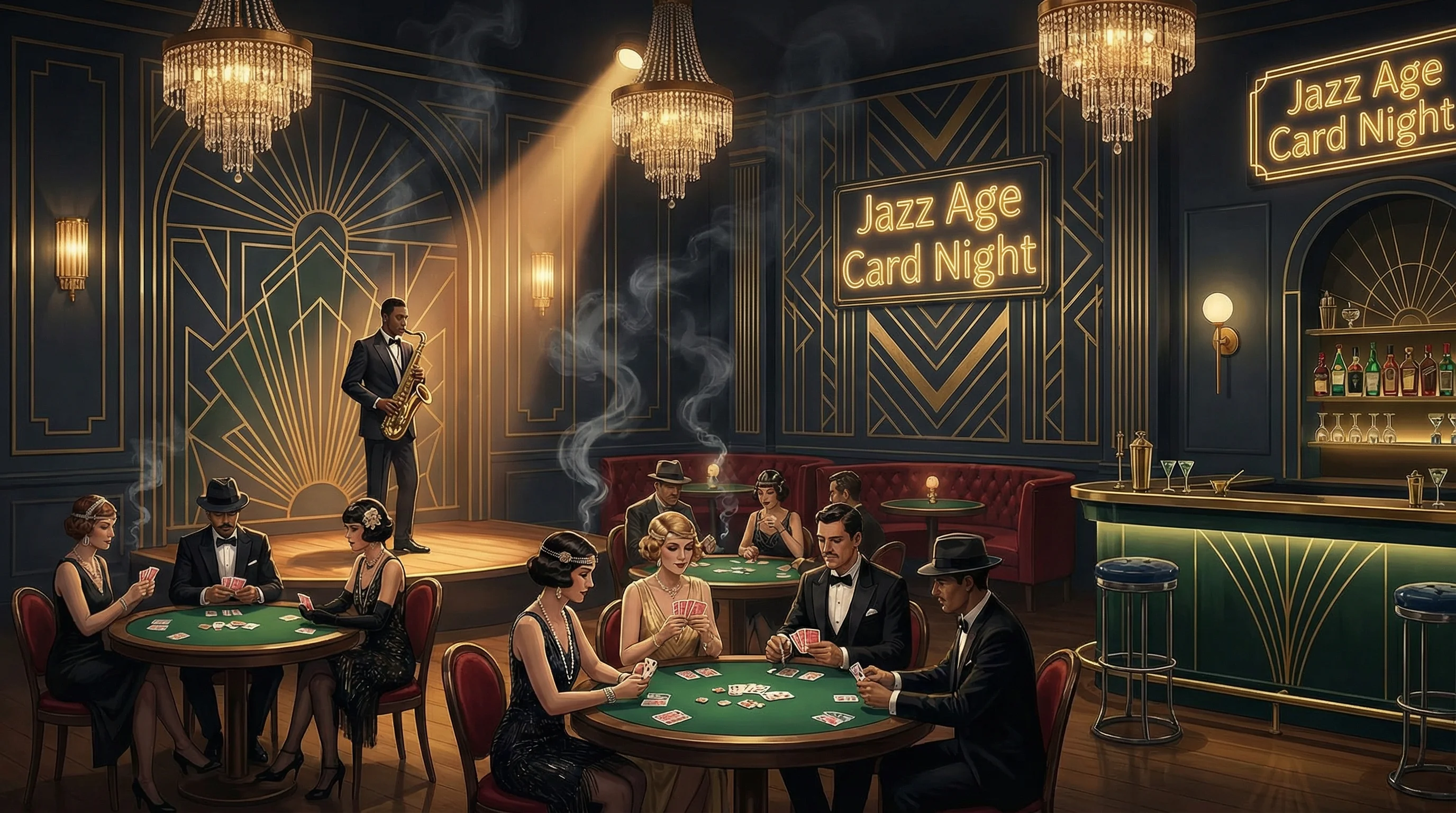 爵士酒吧棋牌夜游戏界面 - 体验 慕星棋牌 的沉浸式牌局