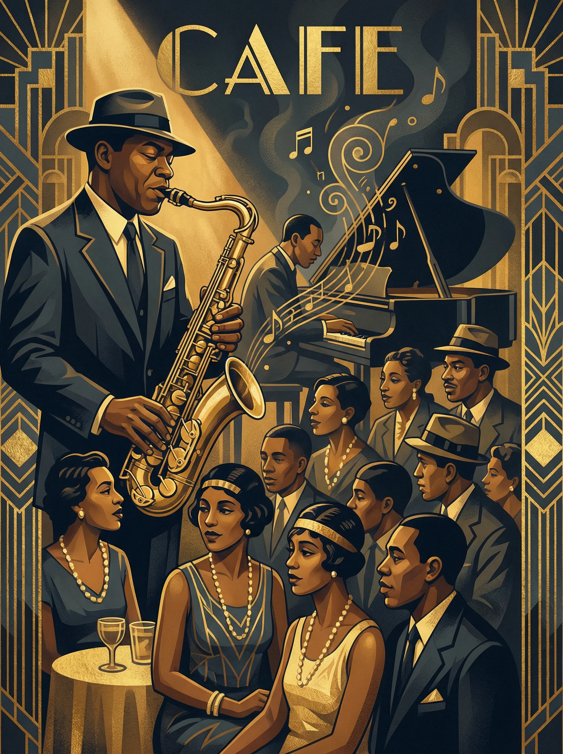 爵士乐手演奏萨克斯风 - 代表 慕星棋牌 私人桌